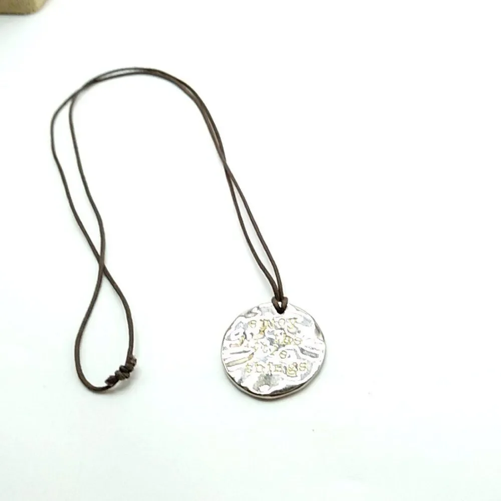Life is Good & Enjoy the Little Things Reversible Silver-tone Pendant Necklace